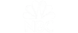 NBC logo featuring a white peacock with six feathers above the letters "NBC" on a black background, reminiscent of clarity and focus.