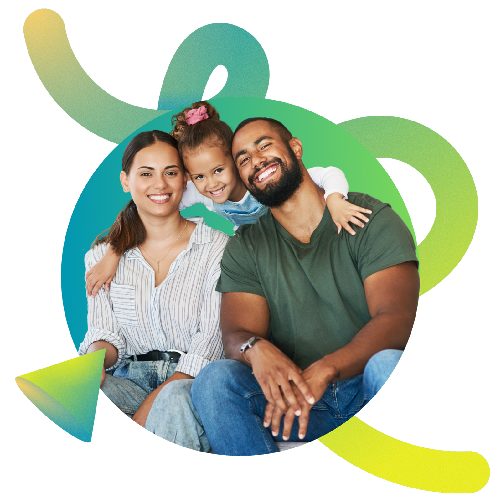 Happy family sitting together on a couch and smiling at the camera, portraying a warm, united home environment embodying positive mental health - Light Side Wellness Co.