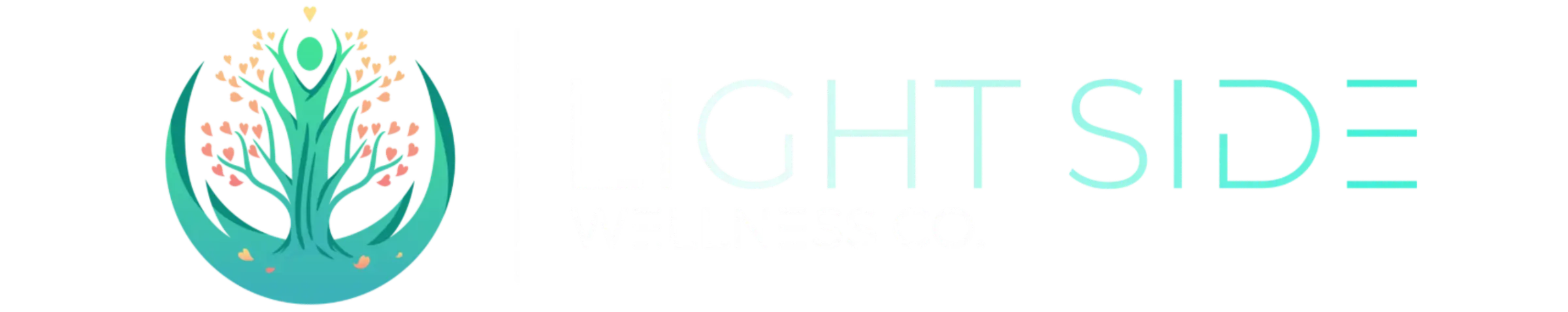 Logo of Light Side Wellness Co. featuring a stylized tree with colorful leaves on the left, symbolizing Portland psychiatry's commitment to mental health and well-being.