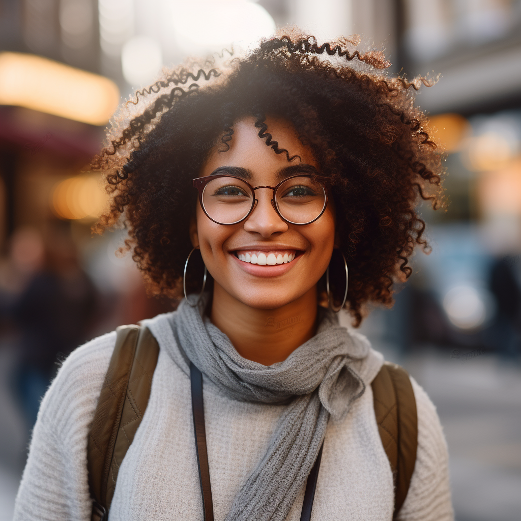 Smiling African American woman with glasses looking at the camera, exuding warmth and confidence - Light Side Wellness Co.