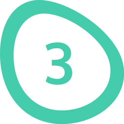 A turquoise-colored number 3 encircled by a hand-drawn ring on a white background symbolizes the holistic approach of Light Side Wellness Co to mental health.